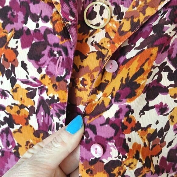 VTG 2 Piece Fall Printed Cottagecore Sleeveless Blouse and Jacket Set Large P - Picture 5 of 15